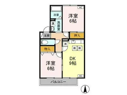 グレースプラザ(2DK/1階)の間取り写真