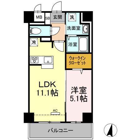 メゾン ド ウミライ松江駅前(1LDK/5階)の間取り写真