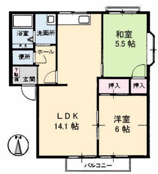 木村コーポ(2LDK/2階)の間取り写真