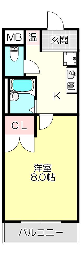 クリスタルハイツ(1K/3階)の間取り写真