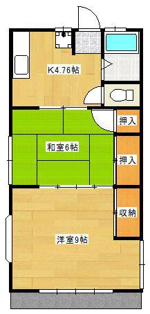 ホワイトホート(2K/1階)の間取り写真