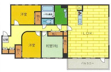 ガーデンヒルズ松茂(3LDK/6階)の間取り写真