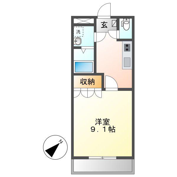 メゾン羽島(1K/1階)の間取り写真