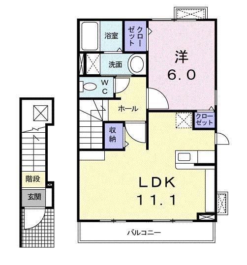 エル・エディI(1LDK/2階)の間取り写真