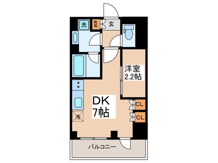 ワンルーフレジデンス錦糸町(1DK/7階)の間取り写真