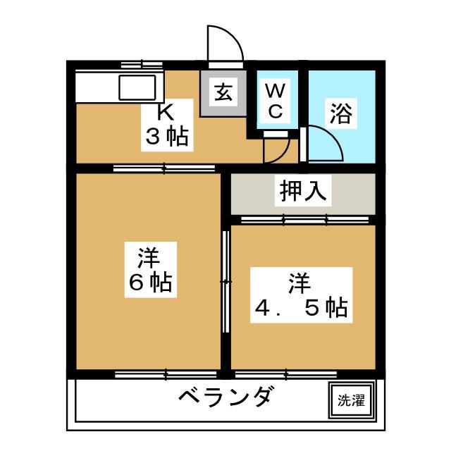 本八幡サンローズ(2K/1階)の間取り写真