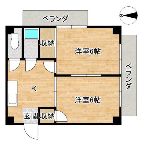 GS関大前(2K/4階)の間取り写真
