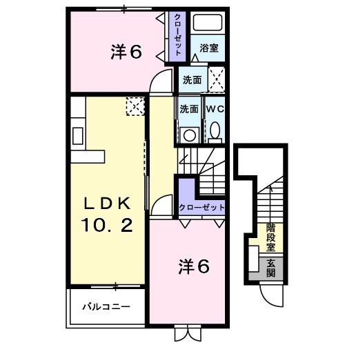 ビューレインボーIII(2LDK/2階)の間取り写真