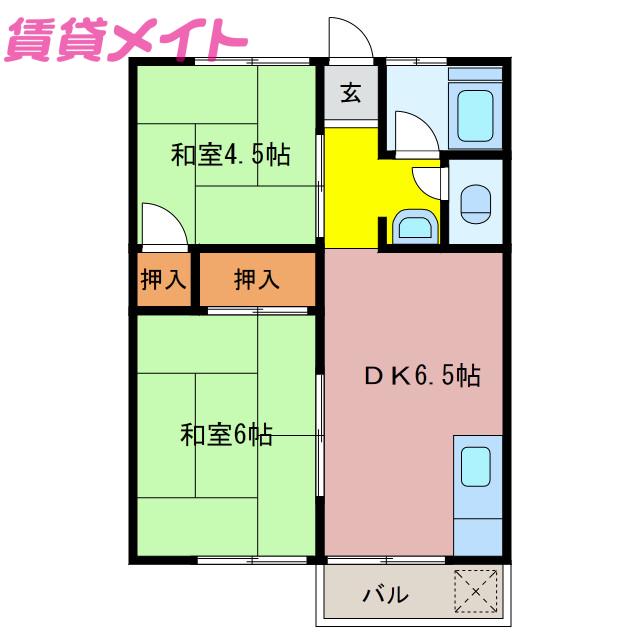 森アパート(2DK/2階)の間取り写真