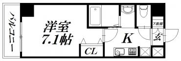 IS常盤(1K/3階)の間取り写真