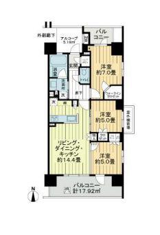 イーストゲートスクエア(3LDK/2階)の間取り写真
