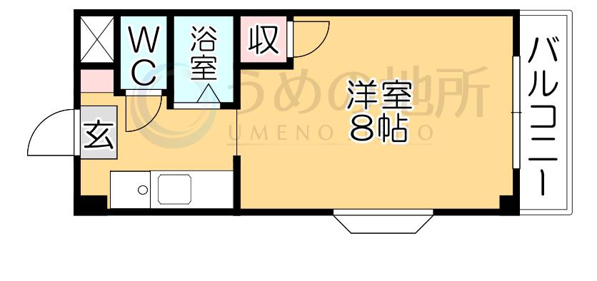 江崎ガーデンビル(ワンルーム/4階)の間取り写真