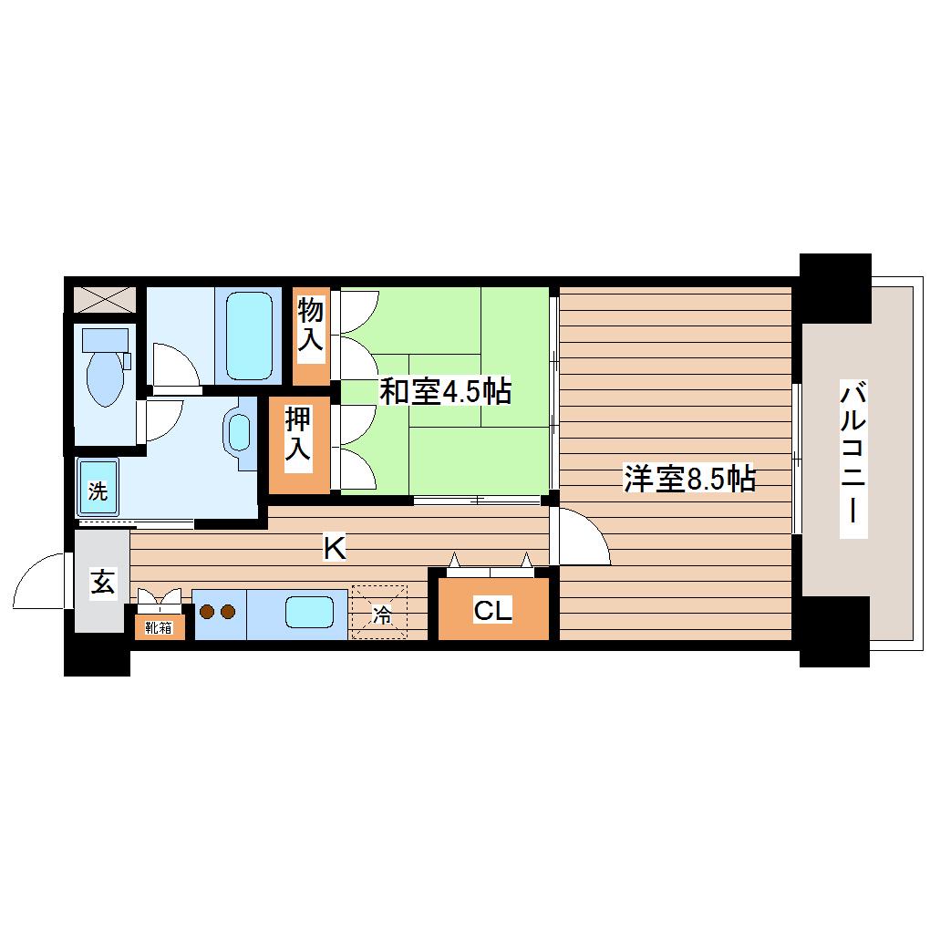 SENDAI忠恕館(2K/7階)の間取り写真