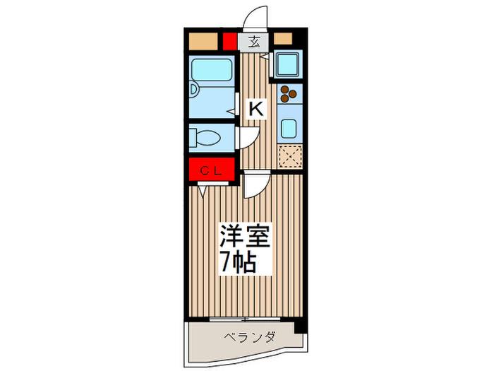 WAVE鳩ヶ谷(1K/1階)の間取り写真