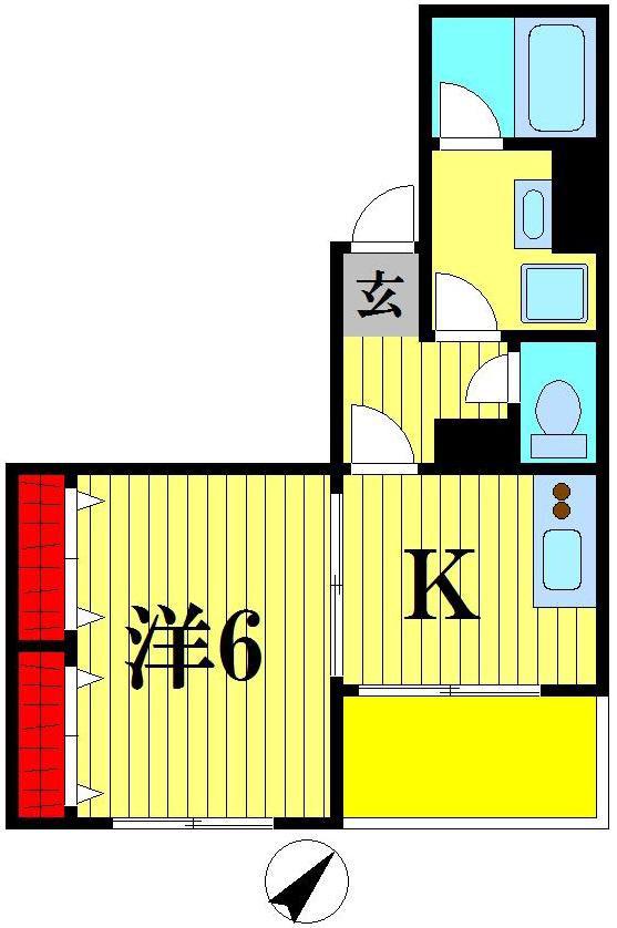 アンプルールフェールスリーズ(1DK/2階)の間取り写真