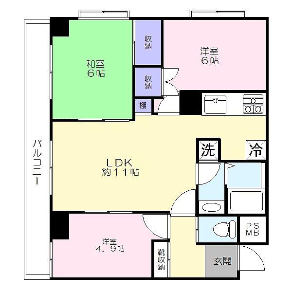 ホーユウパレス吉野町(3LDK/9階)の間取り写真