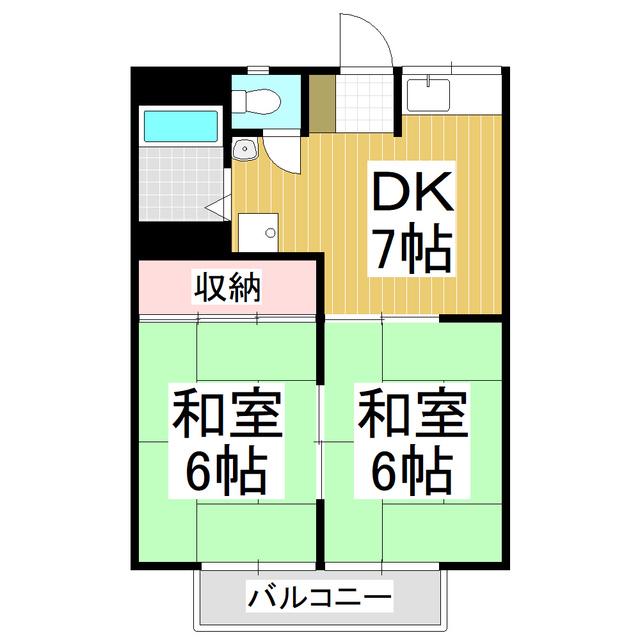コーポシャローム A(2DK/2階)の間取り写真