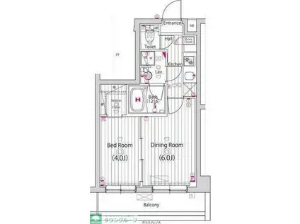ガーラ・ヴィスタ調布(1DK/3階)の間取り写真