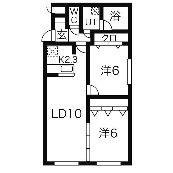 キューブ平岸3-5(2LDK/2階)の間取り写真
