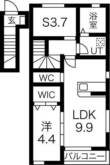 エクセレントL&A(1SLDK/2階)の間取り写真