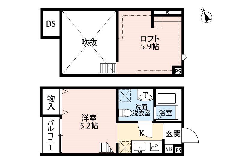 サンティエ袋山(ワンルーム/2階)の間取り写真