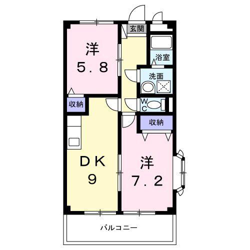 スプリームタウン(2DK/2階)の間取り写真