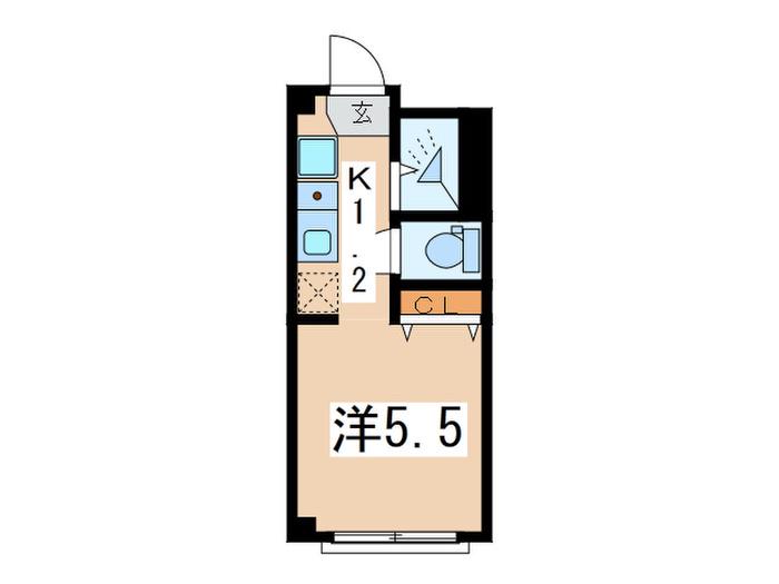 フジビューセラミックス(1K/2階)の間取り写真