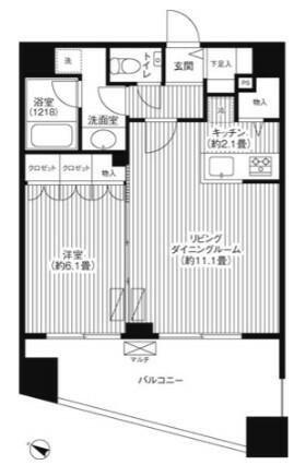 グランハイツ代々木(1LDK/12階)の間取り写真