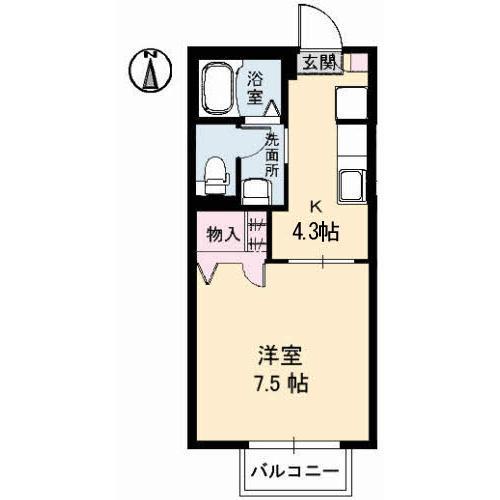 ハイツYOU-WA A棟B棟(1K/2階)の間取り写真