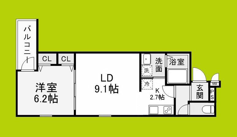 フジパレス ダイドウ2丁目(1LDK/1階)の間取り写真