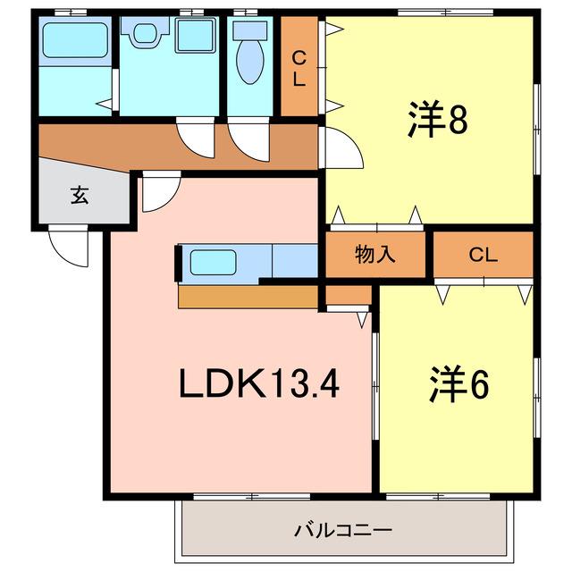 アメージングコートI A棟(2LDK/2階)の間取り写真