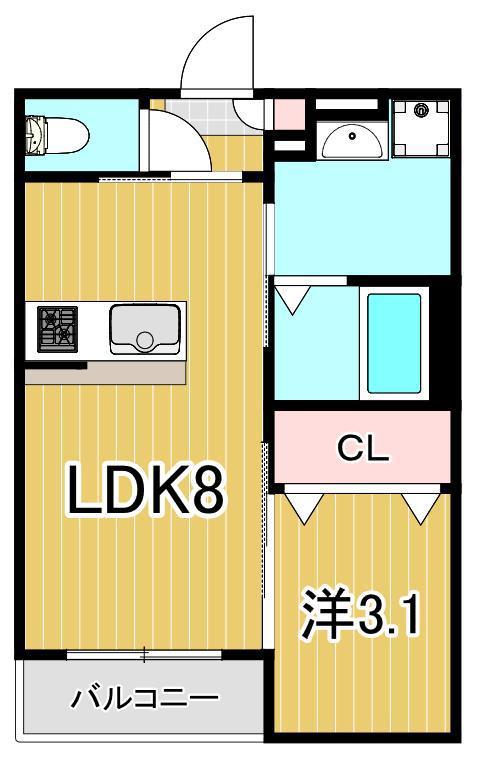 クロワッサン六町(1LDK/1階)の間取り写真