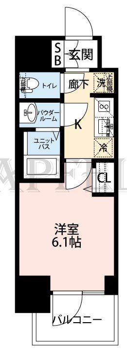 プレサンス松屋町ヴェルデス(1K/2階)の間取り写真