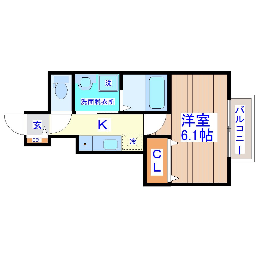 CCR2018(1K/1階)の間取り写真