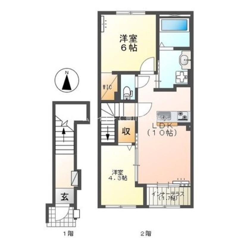 西塚町2丁目アパート(2LDK/2階)の間取り写真