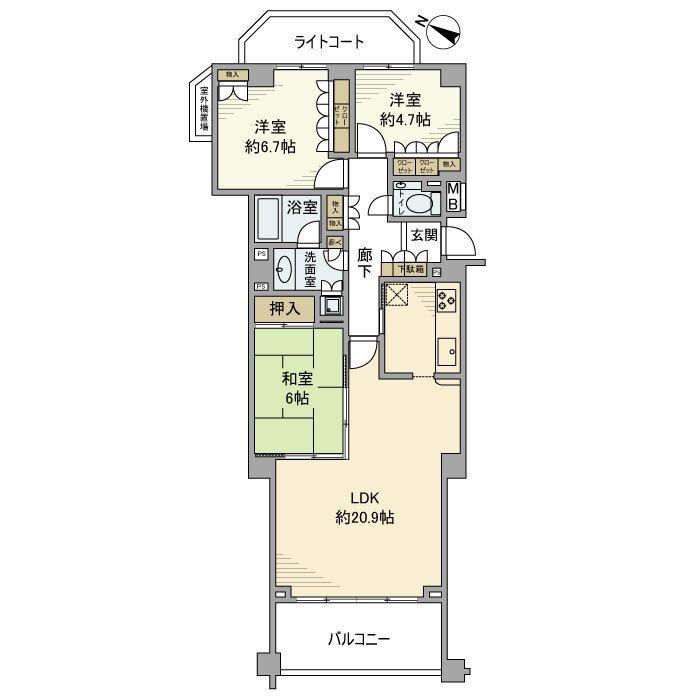 グローリオ駒沢大学(3LDK/2階)の間取り写真