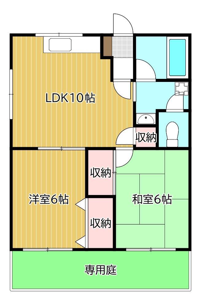 ハイツ岡部24(2LDK/1階)の間取り写真