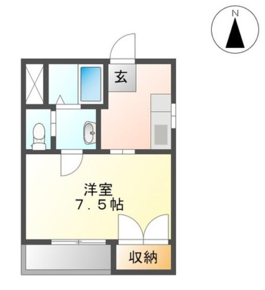 ビアン長町(1K/1階)の間取り写真