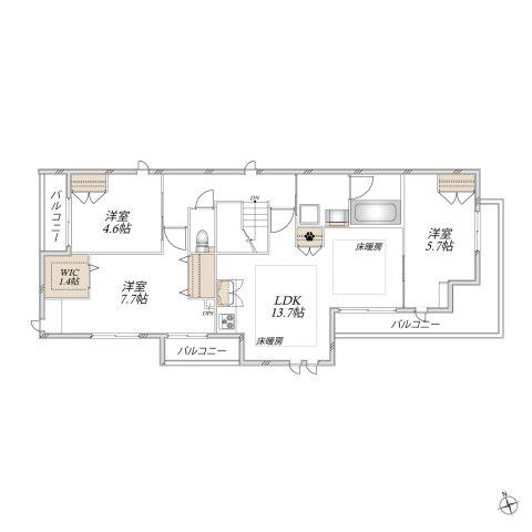 西原3丁目メゾン(3LDK/3階)の間取り写真