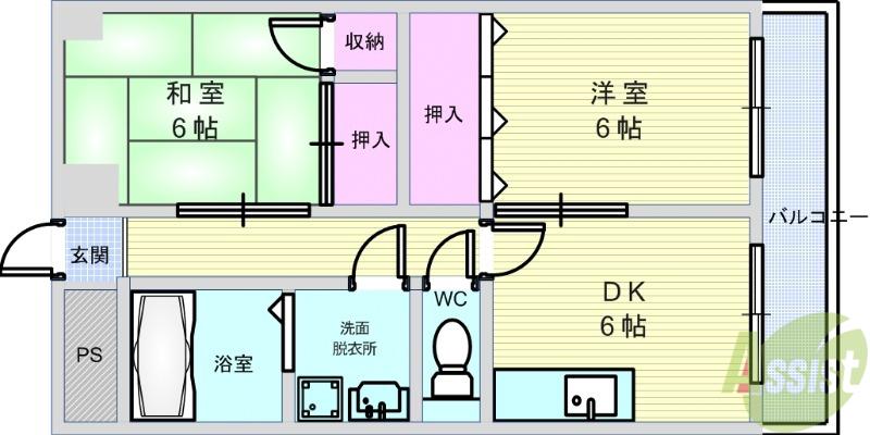 豊中サンハイツ(2DK/2階)の間取り写真