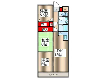 ルミール篠田(3LDK/2階)の間取り写真