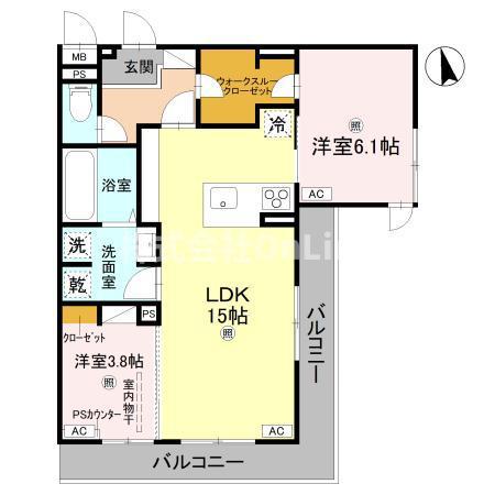 D-ROOM東本町(2LDK/3階)の間取り写真