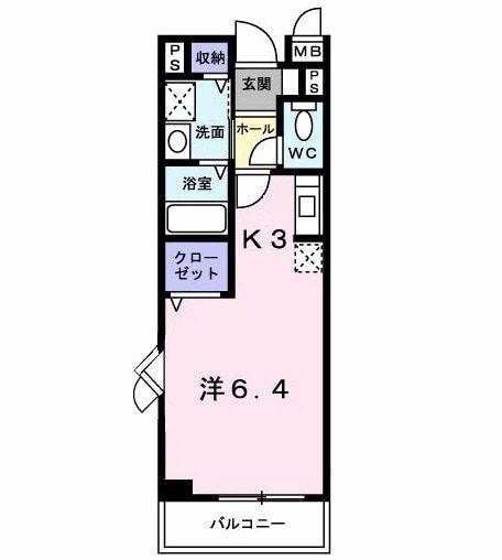 フロール(ワンルーム/2階)の間取り写真