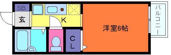 ドルフ御影(ワンルーム/1階)の間取り写真