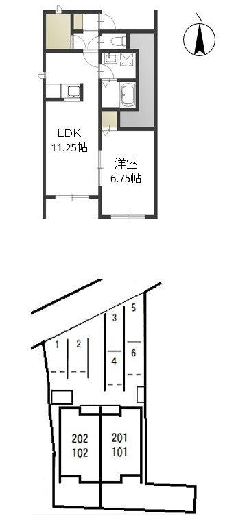 ハートフル津島(1LDK/1階)の間取り写真