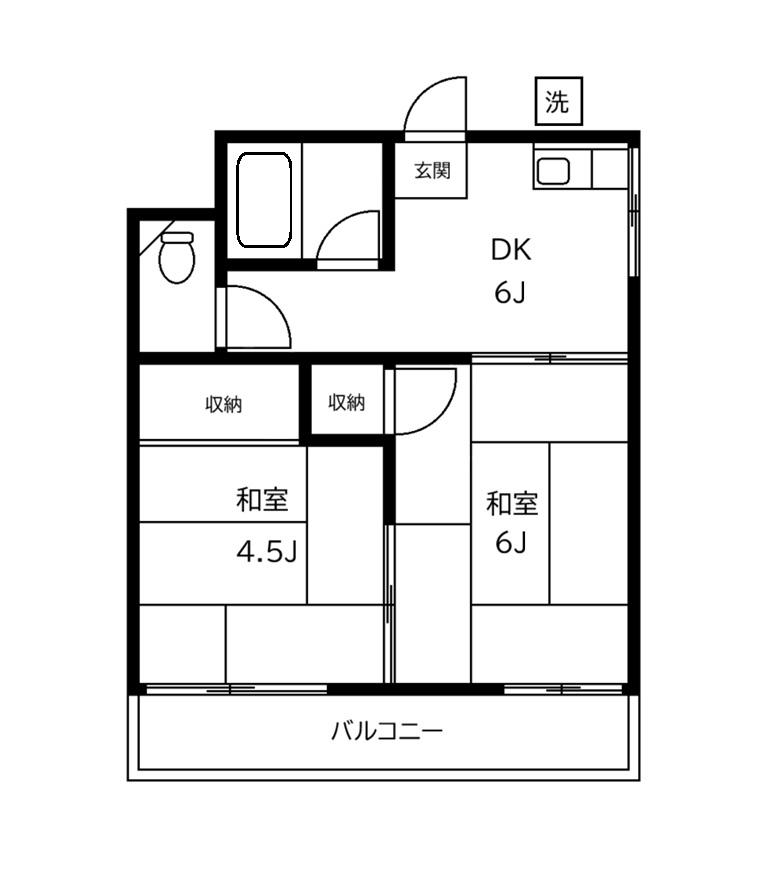 藤井アパート(2DK/2階)の間取り写真