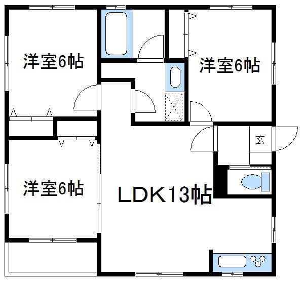 アートハビオ新百合山手(3LDK/1階)の間取り写真