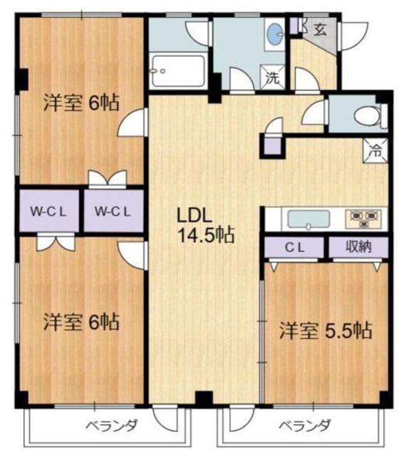 ミレニアムO2(3LDK/2階)の間取り写真
