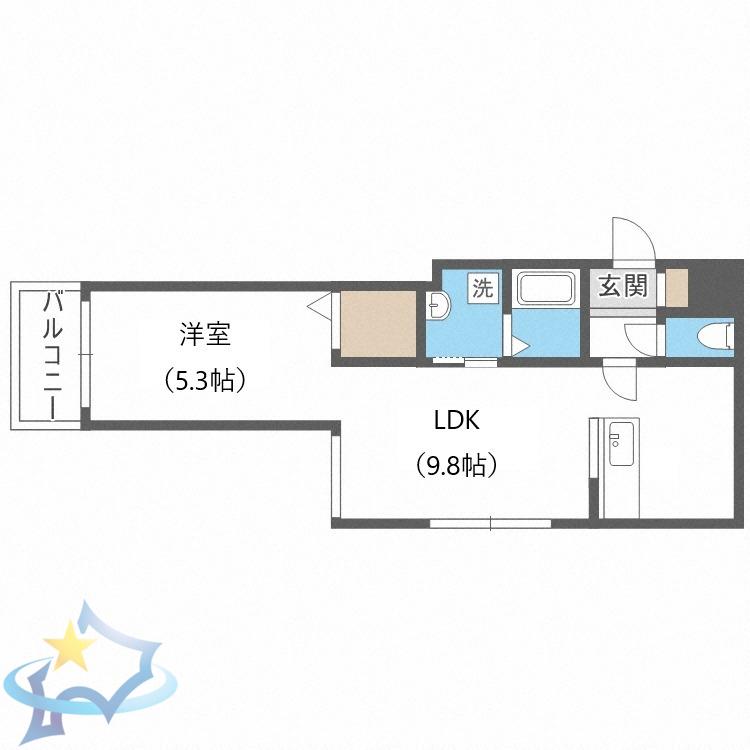 ロータリー円山(1LDK/3階)の間取り写真