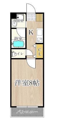 CITY SPIRE幸町(1K/2階)の間取り写真